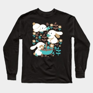 Cute Spring Bunny and Easter Garden Alternate Design Long Sleeve T-Shirt